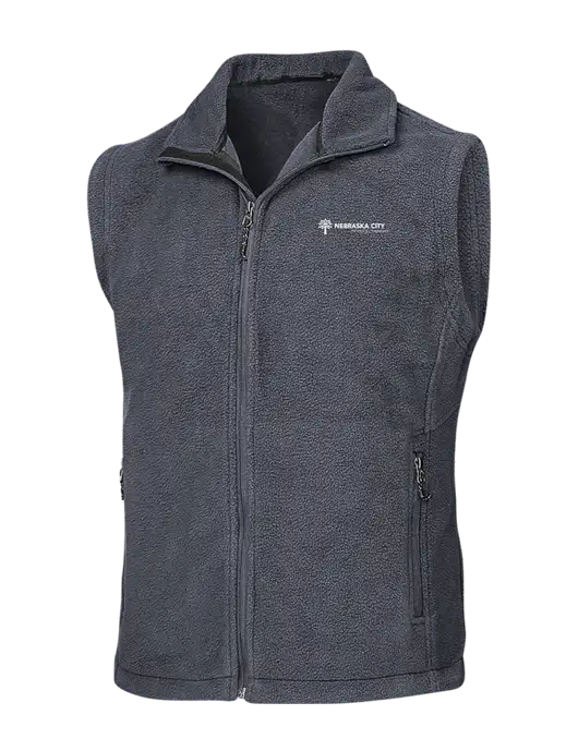 Dark Grey Fleece Vest w/Nebraska City Logo