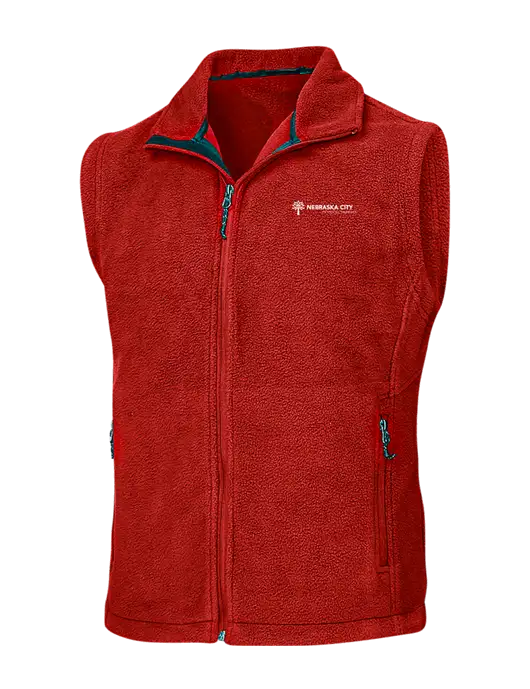 Red Fleece Vest w/Nebraska City Logo