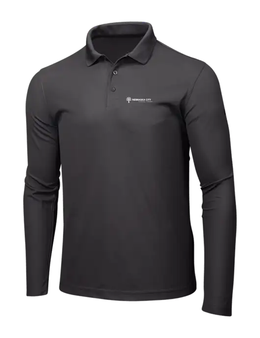 OGIO Charcoal Grey Caliber 2.0 Long Sleeve Polo w/Nebraska City Logo