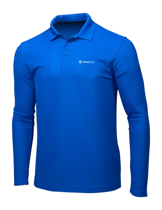 OGIO Royal Blue Caliber 2.0 Long Sleeve Polo w/Nebraska City Logo