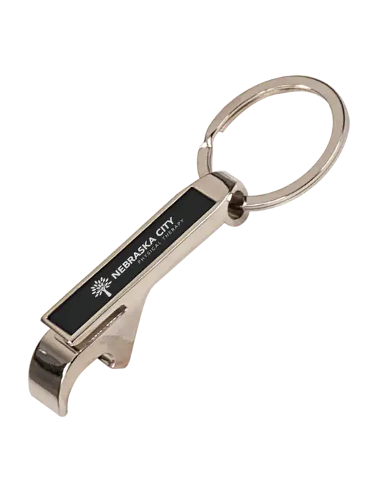Black Bottle Opener Keychain w/Nebraska City Logo