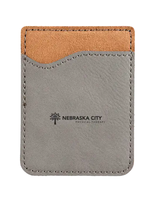 Grey Laserable Leatherette Phone Wallet w/Nebraska City Logo