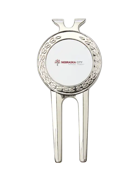 Silver Divot Tool, 1.5 x 3 w/Nebraska City Logo