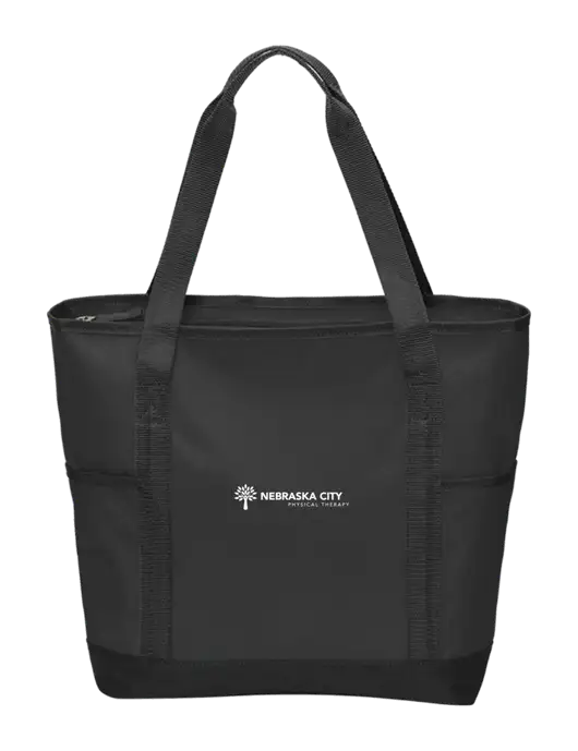 On the Go Black/Black Tote w/Nebraska City Logo