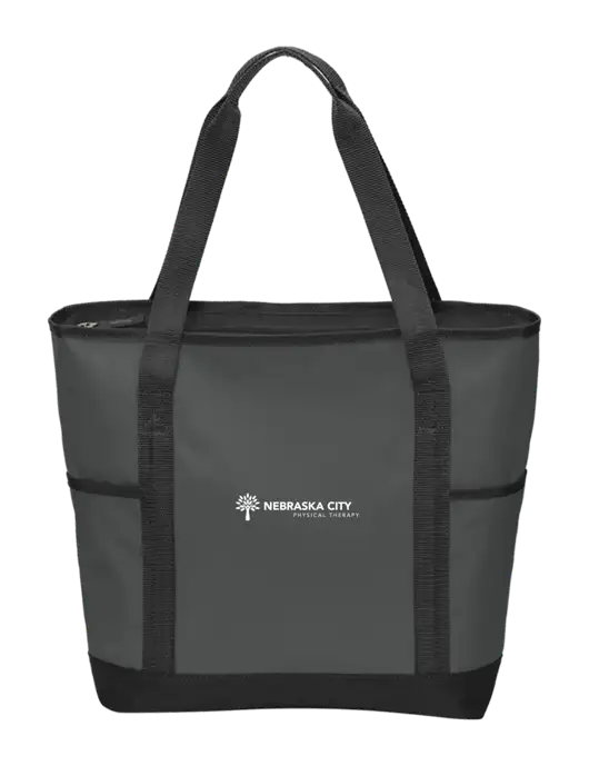 On the Go Charcoal/Black Tote  w/Nebraska City Logo