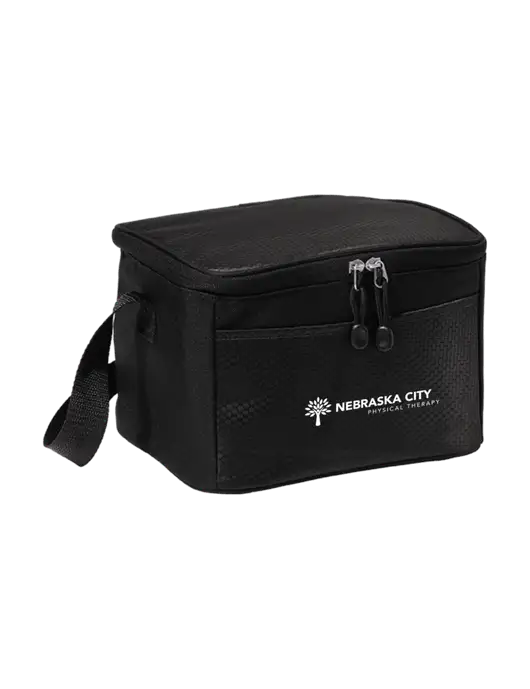 6 Can Black/Black Cube Cooler w/Nebraska City Logo
