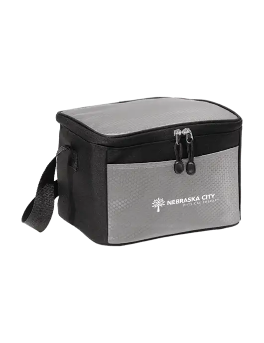 6 Can Grey/Black Cube Cooler w/Nebraska City Logo