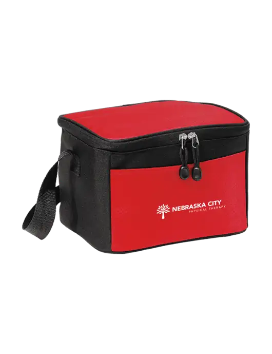 6 Can Red/Black Cube Cooler  w/Nebraska City Logo