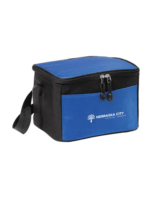 6 Can Twilight Blue/Black Cube Cooler w/Nebraska City Logo