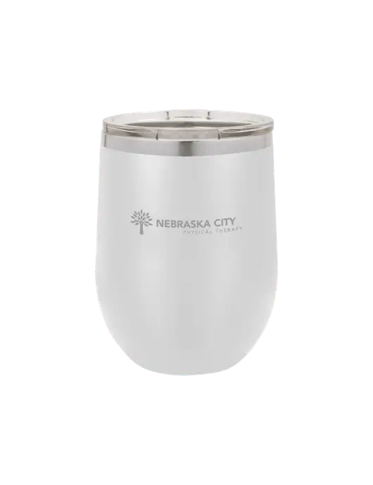 Polar Camel 12 oz Powder Coated White Vacuum Insulated Stemless Wine Tumbler w/Nebraska City Logo