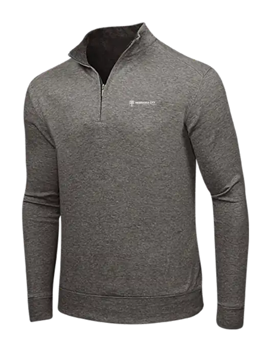 Charcoal Heather/Medium Heather Grey Interlock 1/4 Zip w/Nebraska City Logo