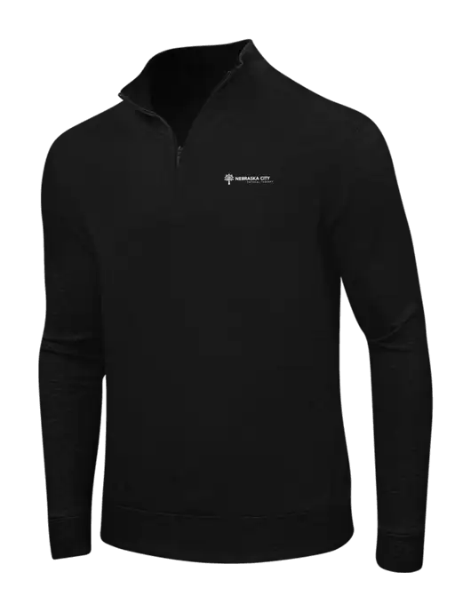 Deep Black/Charcoal Heather Interlock 1/4 Zip w/Nebraska City Logo