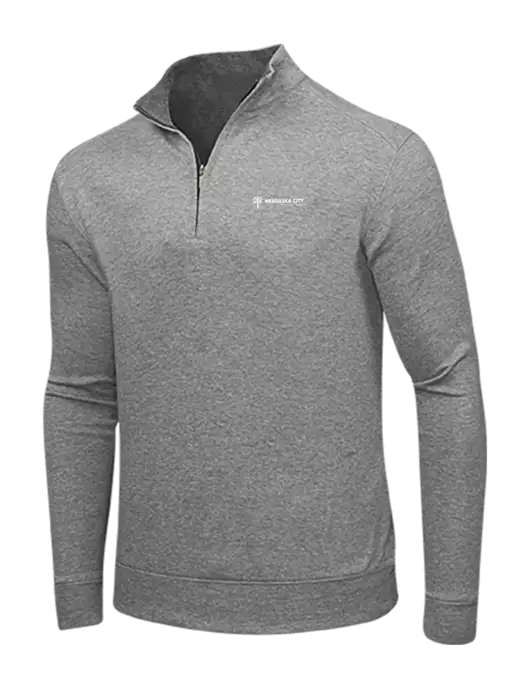Medium Heather Grey/Charcoal Heather Interlock 1/4 Zip w/Nebraska City Logo