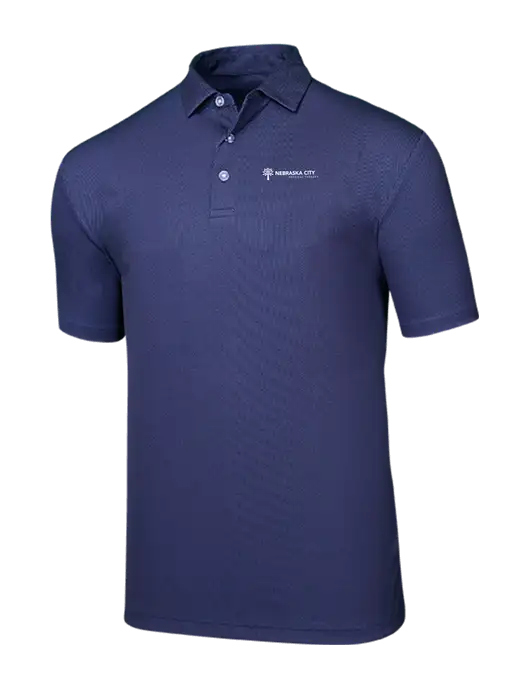 Callaway Birdseye Navy Polo w/Nebraska City Logo