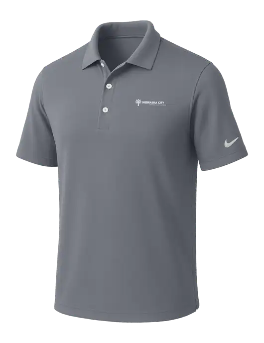 NIKE Medium Grey Dri-Fit Micro Pique Polo w/Nebraska City Logo