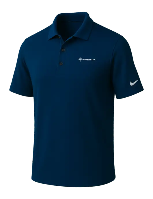 NIKE Navy Dri-Fit Micro Pique Polo w/Nebraska City Logo