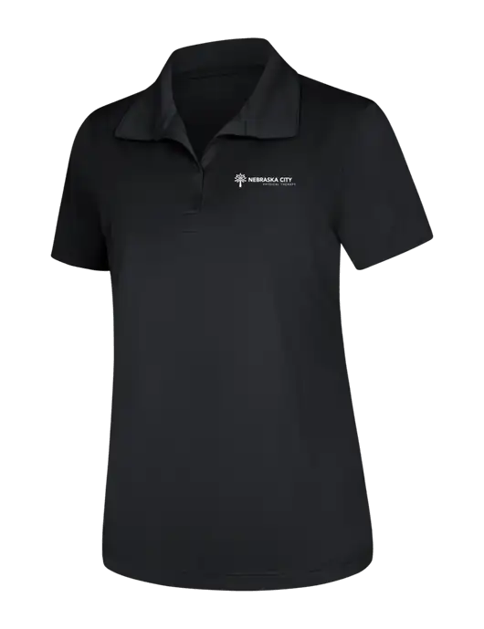 Womens Black Micropique Sport-Wick Polo w/Nebraska City Logo