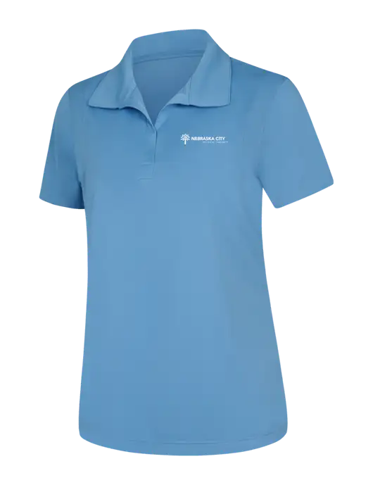 Womens Carolina Blue Micropique Sport-Wick Polo w/Nebraska City Logo