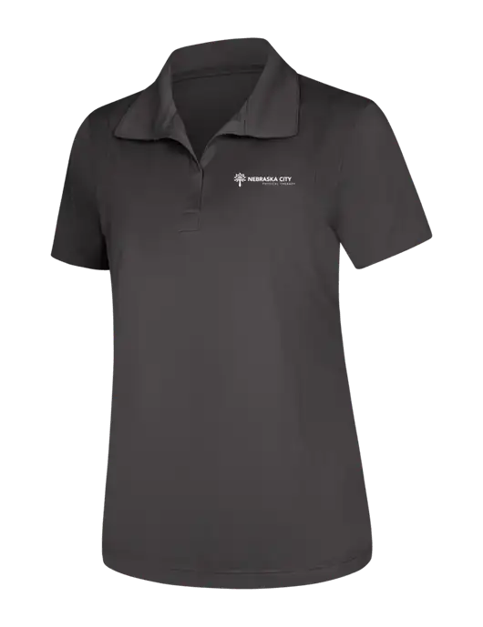Womens Dark Grey Micropique Sport-Wick Polo w/Nebraska City Logo