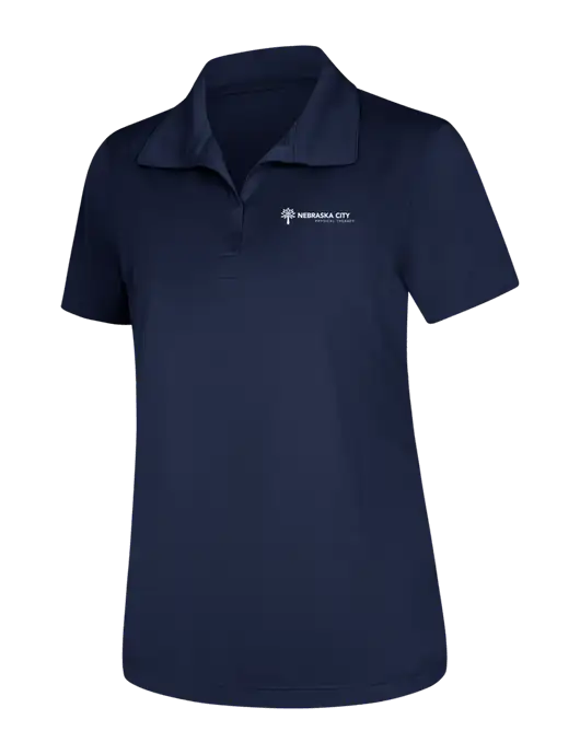 Womens Navy Micropique Sport-Wick Polo w/Nebraska City Logo