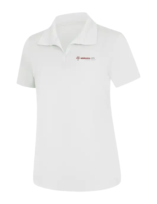 Womens White Micropique Sport-Wick Polo w/Nebraska City Logo