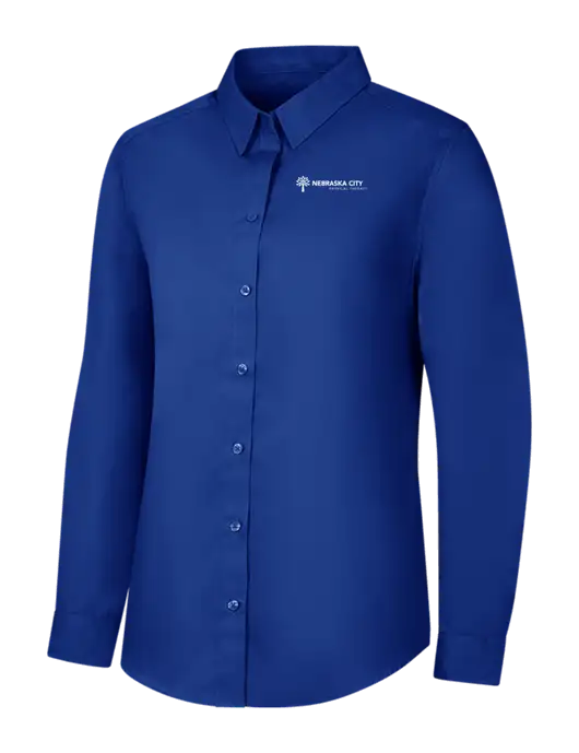 Womens Royal Long Sleeve Carefree Poplin Shirt w/Nebraska City Logo
