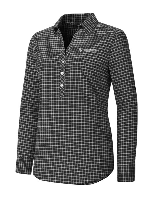 Womens Dark Grey/White City Stretch Shirt w/Nebraska City Logo