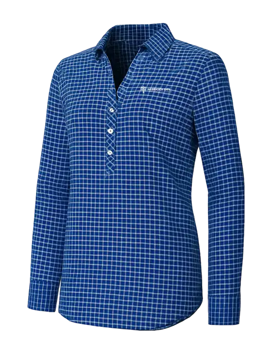 Womens Navy/White City Stretch Shirt w/Nebraska City Logo