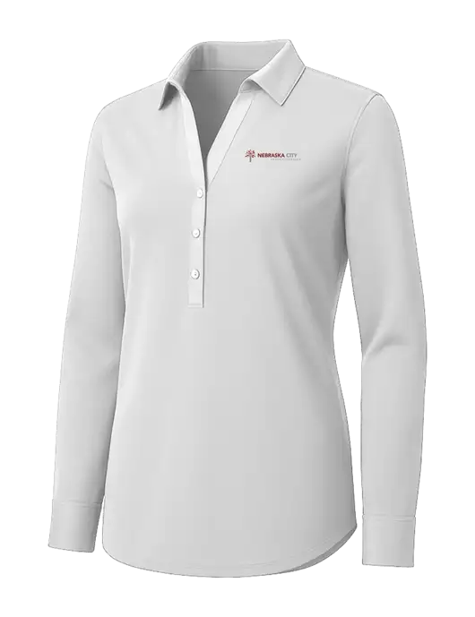 Womens White City Stretch Shirt w/Nebraska City Logo