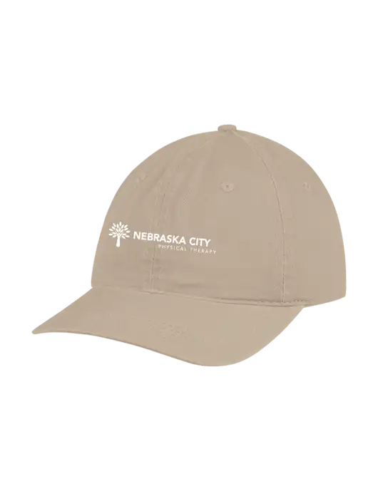 Garment Washed Unstructured Twill Tan Cap w/Nebraska City Logo