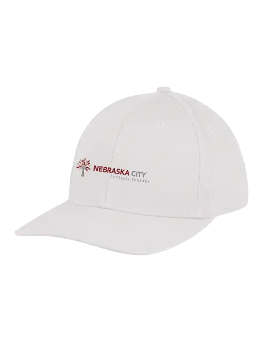 Premium Modern Structured Twill White Snapback Cap w/Nebraska City Logo