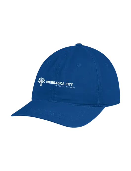 Garment Washed Unstructured Twill Royal Cap w/Nebraska City Logo