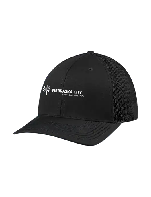 Richardson Adjustable Snapback Original 112 Trucker Cap Black w/Black Mesh w/Nebraska City Logo
