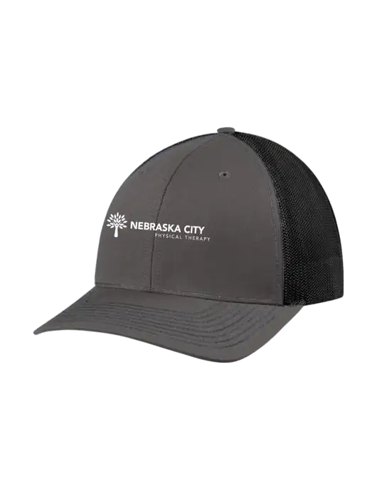 Richardson Adjustable Snapback Original 112 Trucker Cap Dark Grey w/Black Mesh w/Nebraska City Logo