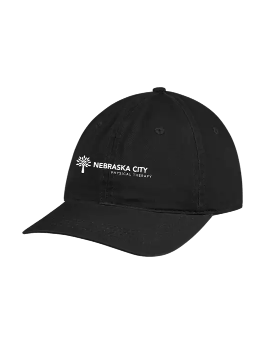 Garment Washed Unstructured Twill Black Cap w/Nebraska City Logo