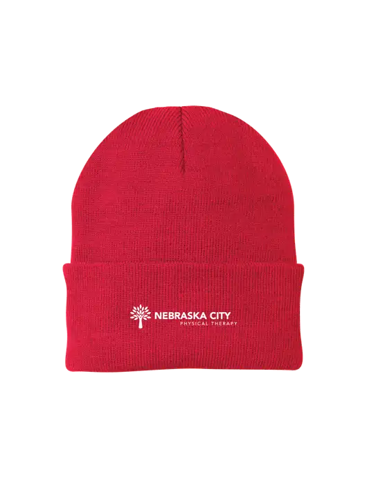 Red Knit Cap w/Nebraska City Logo