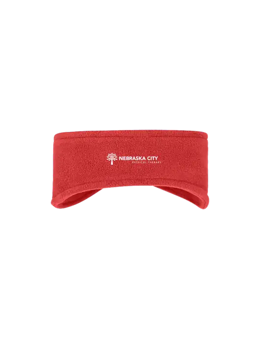 Red Stretch Fleece Headband w/Nebraska City Logo