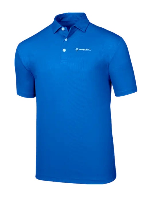 Callaway Birdseye Dark Carolina Blue Polo w/Nebraska City Logo