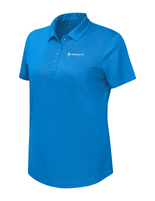 Callaway Womens Birdseye Dark Carolina Blue Polo w/Nebraska City Logo