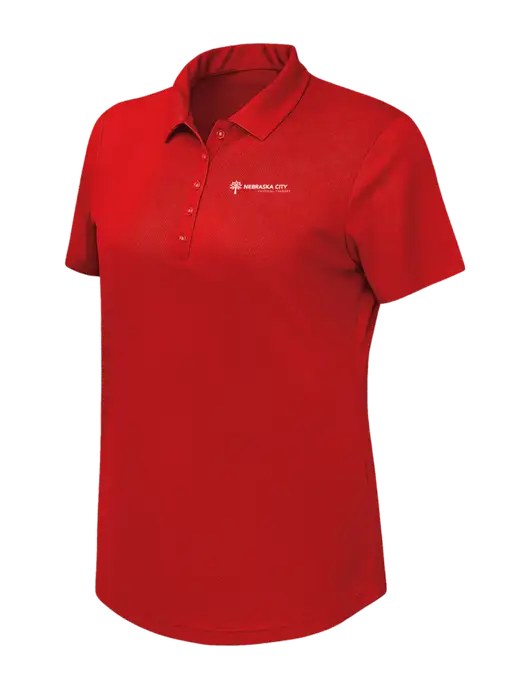 Callaway Womens Birdseye Red Polo w/Nebraska City Logo