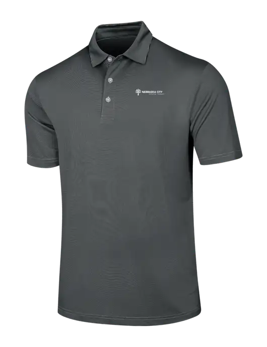 Callaway Black Fine Line Stripe Polo w/Nebraska City Logo