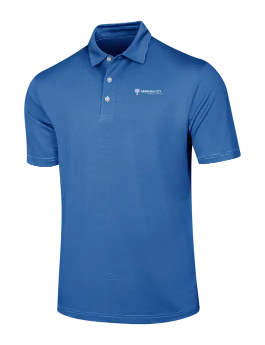 Callaway Royal Blue Fine Line Stripe Polo w/Nebraska City Logo