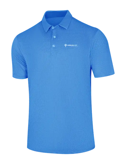 Callaway Carolina Blue Fashion Gingham Polo w/Nebraska City Logo