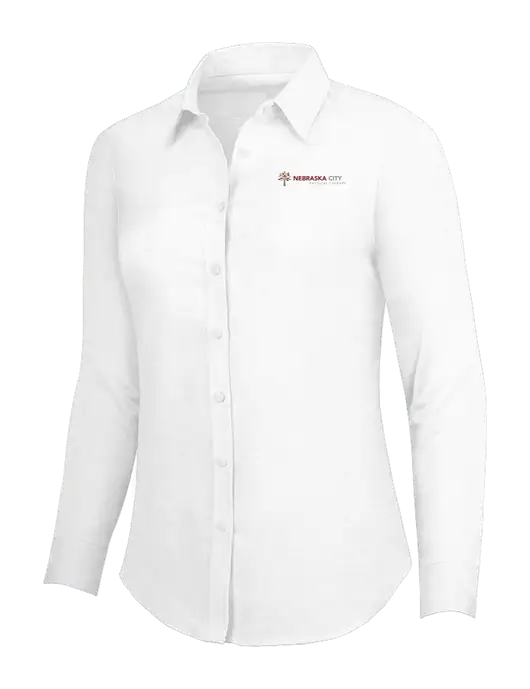 White Womens SuperPro Oxford Shirt w/Nebraska City Logo