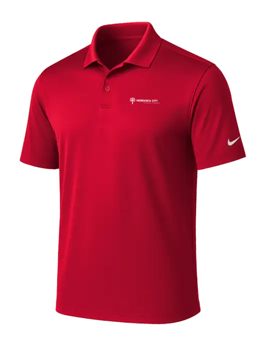 NIKE Red Victory Solid Polo w/Nebraska City Logo