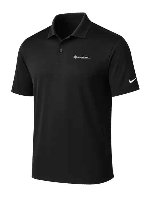 NIKE Black Victory Solid Polo w/Nebraska City Logo