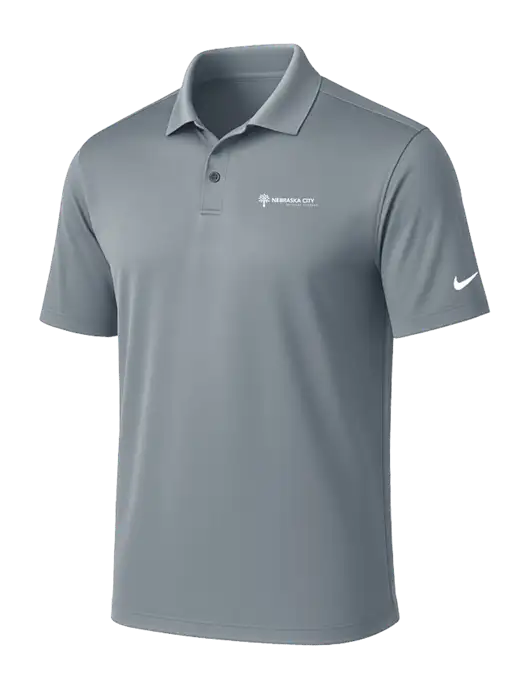 NIKE Medium Grey Victory Solid Polo w/Nebraska City Logo