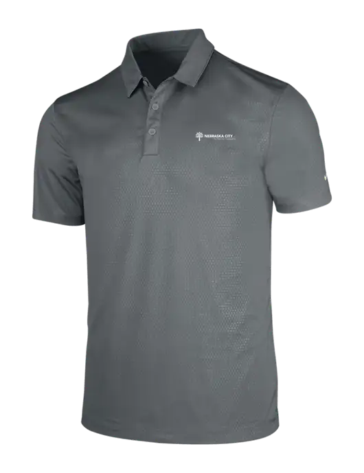 NIKE Medium Grey Dri-Fit Embossed Tri-Blade Polo w/Nebraska City Logo