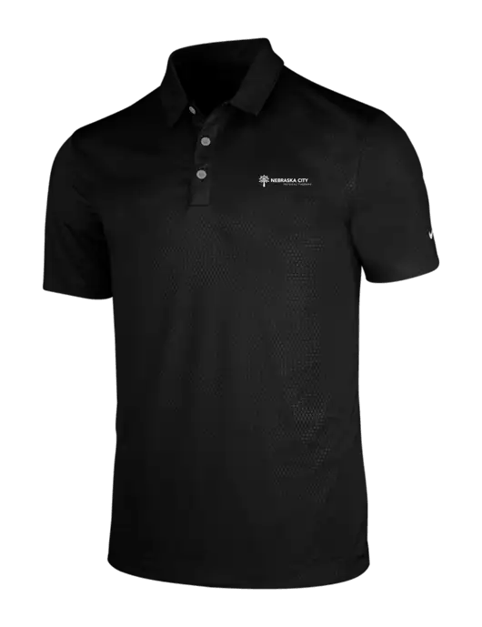 NIKE Black Dri-Fit Embossed Tri-Blade Polo w/Nebraska City Logo