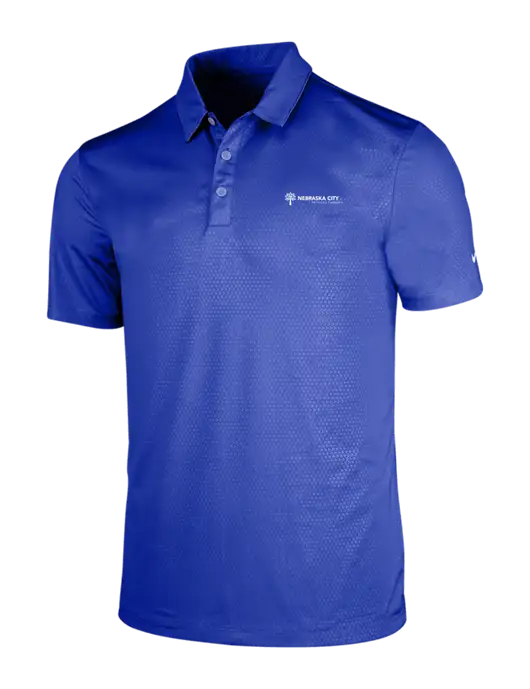 NIKE Dark Royal Dri-Fit Embossed Tri-Blade Polo w/Nebraska City Logo